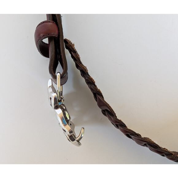 Brighton Dark Brown Braided Leather Belt Women's 32 Silver Flower Buckle S/M - Picture 4 of 5